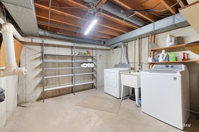 380 Ventura Club Dr, Roselle, IL 60172 - unfinished below grade area with separate washer and dryer and a sink