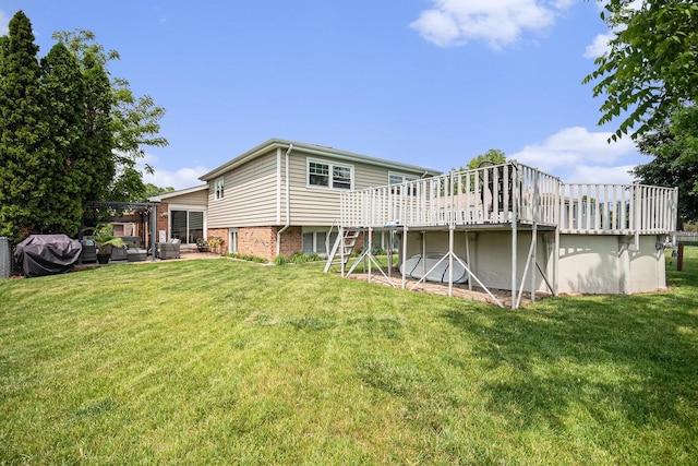 6621 W Victoria Dr, Oak Forest, IL 60452 - back of property featuring a wooden deck, outdoor lounge area, and a yard