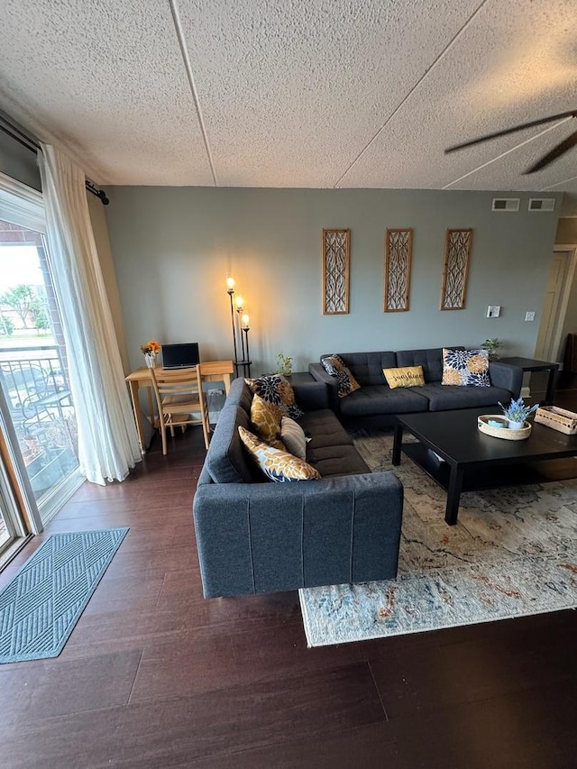 5555 N Cumberland Ave Unit 407, Chicago, IL 60656 - living room featuring dark wood-style floors and a desk