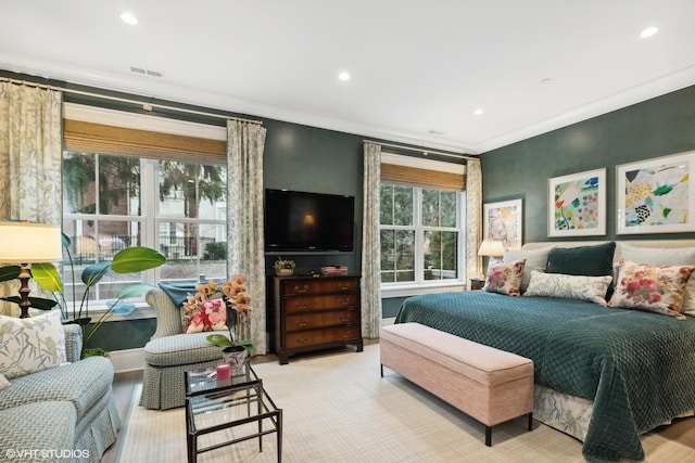 727 N Mckinley Rd Unit 100, Lake Forest, IL 60045 - bedroom featuring recessed lighting and ornamental molding