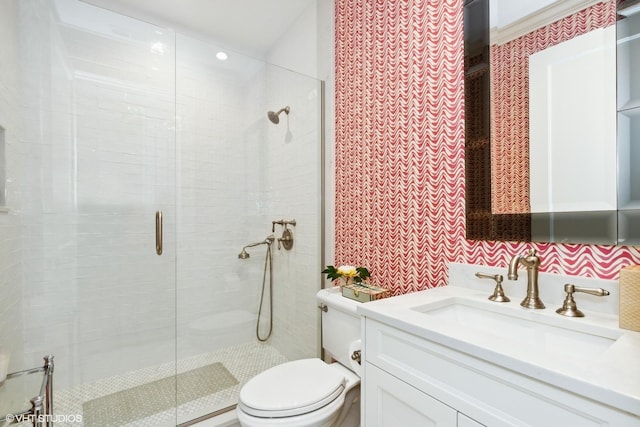 727 N Mckinley Rd Unit 100, Lake Forest, IL 60045 - bathroom featuring toilet, a stall shower, and vanity