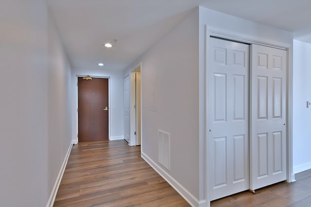 210 N Addison Ave Unit 201, Elmhurst, IL 60126 - hallway with wood finished floors, baseboards, and recessed lighting