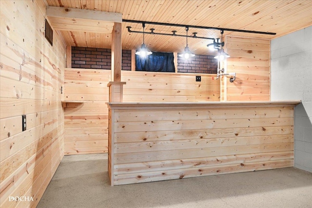510 W Grant St, Sheridan, IL 60551 - interior space with wooden walls and decorative light fixtures