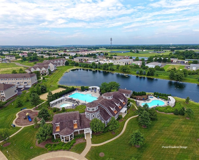794 Suffield Ct, Oswego, IL 60543 - drone / aerial view of a pool area and a large body of water