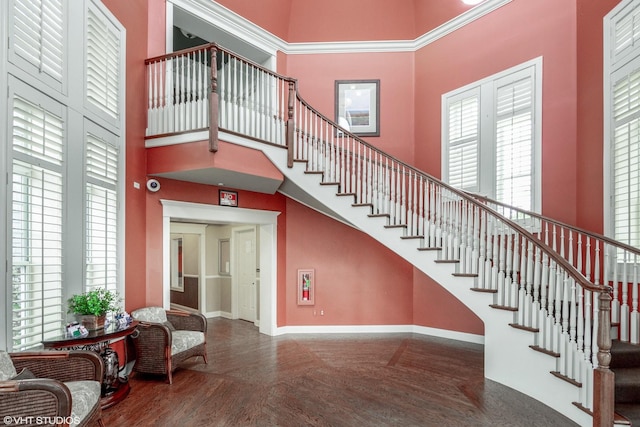 794 Suffield Ct, Oswego, IL 60543 - stairs with a high ceiling, healthy amount of natural light, and wood finished floors