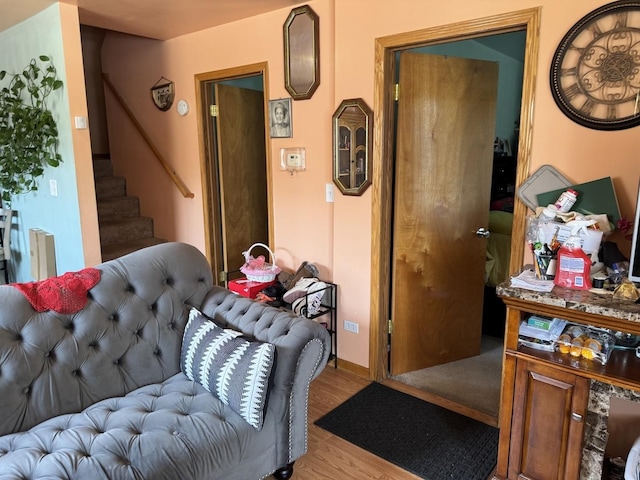 2628 N Mulligan Ave, Chicago, IL 60639 - living area featuring wood finished floors, stairs, and baseboards