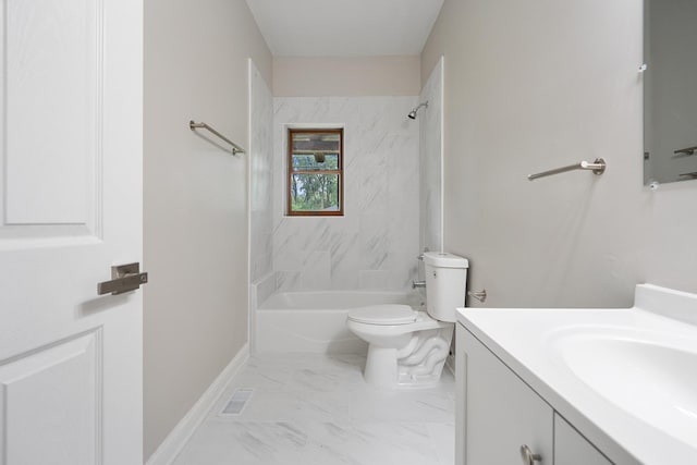189 E 34th St, Steger, IL 60475 - bathroom featuring vanity, bathing tub / shower combination, and marble look tile flooring