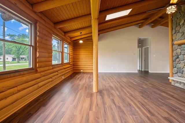 189 E 34th St, Steger, IL 60475 - empty room with rustic walls, wooden ceiling, and wood finished floors