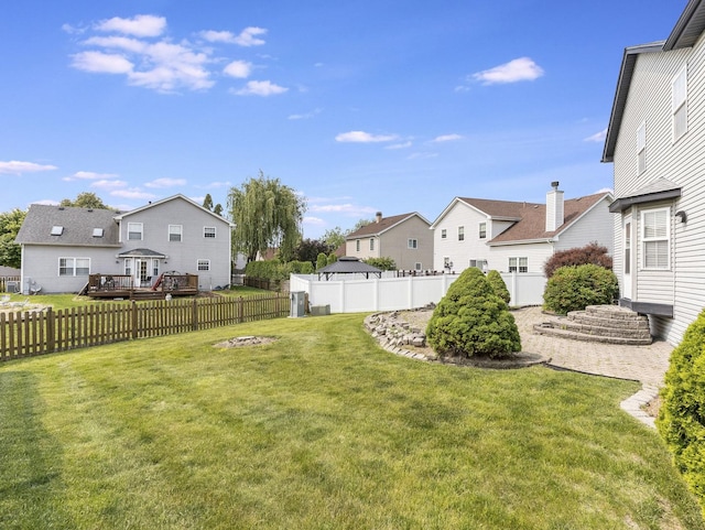 961 Ontario Dr, Romeoville, IL 60446 - fenced backyard featuring a residential view and a wooden deck