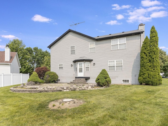 961 Ontario Dr, Romeoville, IL 60446 - rear view of house with a chimney
