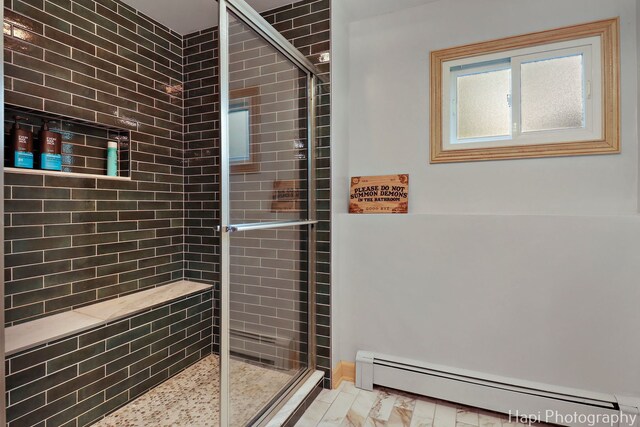 6312 Londonderry Dr, Cary, IL 60013 - full bath with a baseboard heating unit and a stall shower