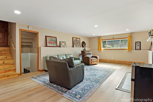6312 Londonderry Dr, Cary, IL 60013 - living area with light wood-style flooring, stairway, recessed lighting, and baseboards