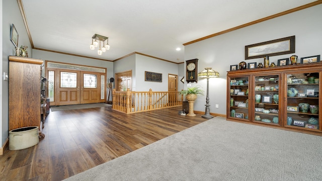 2765 W Pines Rd, Oregon, IL 61061 - foyer with crown molding, wood finished floors, baseboards, and recessed lighting