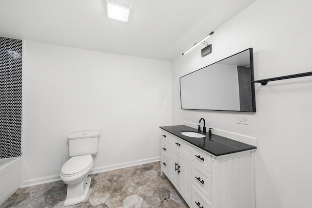 4322 Amelia Ave, Lyons, IL 60534 - bathroom with stone finish flooring, vanity, toilet,  shower combination, and baseboards