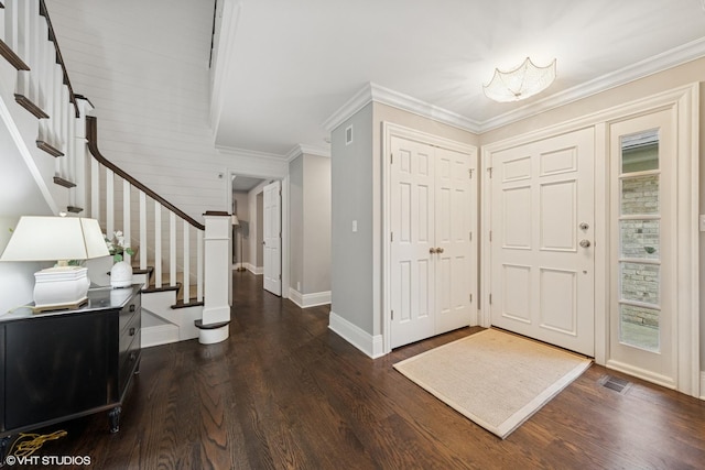 6 Tartan Ridge Rd, Burr Ridge, IL 60527 - foyer featuring stairway, baseboards, wood finished floors, and crown molding