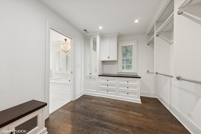 6 Tartan Ridge Rd, Burr Ridge, IL 60527 - spacious closet with dark wood finished floors and a chandelier