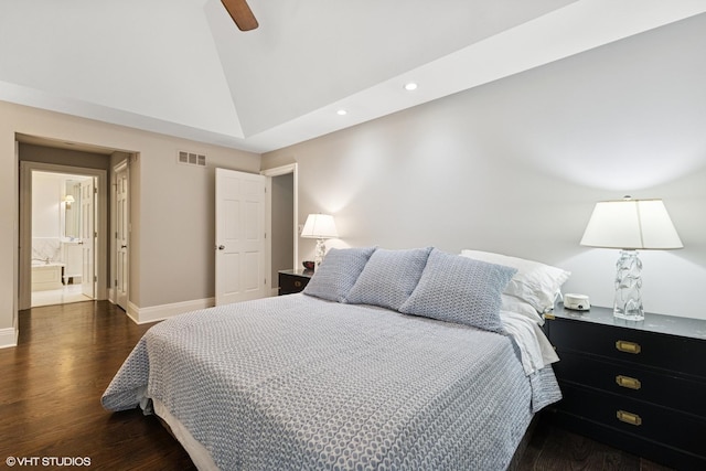 6 Tartan Ridge Rd, Burr Ridge, IL 60527 - bedroom with wood finished floors, baseboards, recessed lighting, a ceiling fan, and high vaulted ceiling