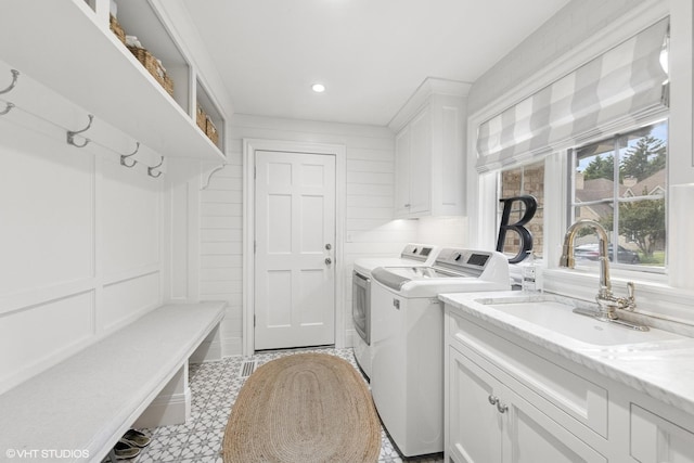 6 Tartan Ridge Rd, Burr Ridge, IL 60527 - washroom featuring washer and dryer, cabinet space, light floors, and recessed lighting