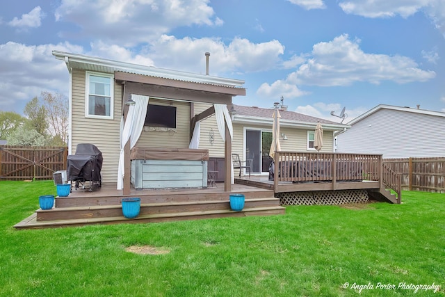 155 Shadowbrook Dr, Capron, IL 61012 - rear view of house featuring a hot tub and a deck