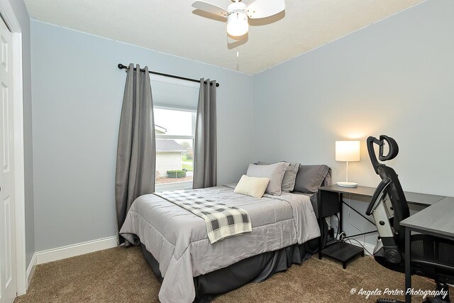 155 Shadowbrook Dr, Capron, IL 61012 - carpeted bedroom with baseboards and ceiling fan