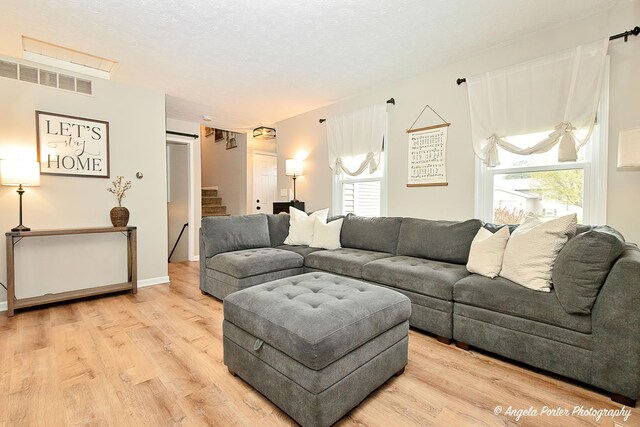 155 Shadowbrook Dr, Capron, IL 61012 - living room featuring stairway, light wood finished floors, and plenty of natural light