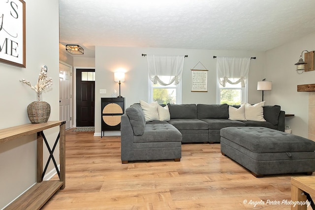 155 Shadowbrook Dr, Capron, IL 61012 - living room with a textured ceiling and light wood-style floors