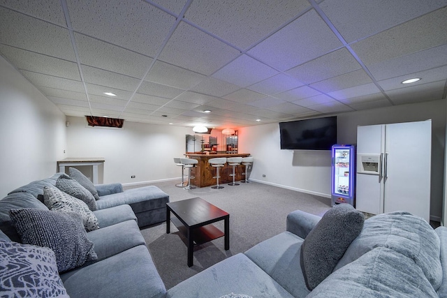 5N311 Lloyd Ave, Itasca, IL 60143 - living area with bar, carpet, recessed lighting, and a paneled ceiling