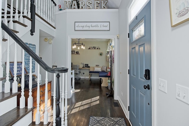 10726 W Liberty Ave, Beach Park, IL 60099 - foyer with wood finished floors, stairs, baseboards, and a towering ceiling
