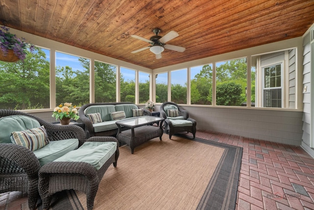 1602 Wickham Ct, Libertyville, IL 60048 - sunroom with an outdoor hangout area, ceiling fan, and view of scattered trees