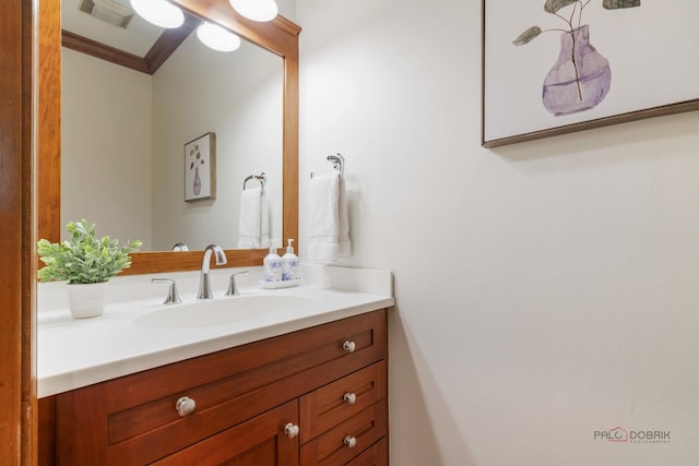 1602 Wickham Ct, Libertyville, IL 60048 - bathroom featuring vanity and ornamental molding