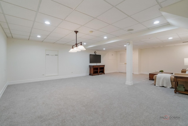 1602 Wickham Ct, Libertyville, IL 60048 - finished below grade area featuring carpet floors, recessed lighting, and a paneled ceiling