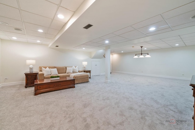 1602 Wickham Ct, Libertyville, IL 60048 - carpeted living area featuring a paneled ceiling and recessed lighting