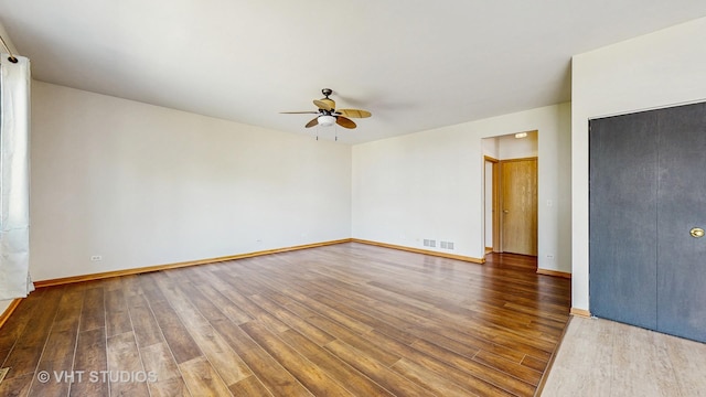 6542 Pine Hollow Rd, Carpentersville, IL 60110 - empty room with ceiling fan and wood finished floors