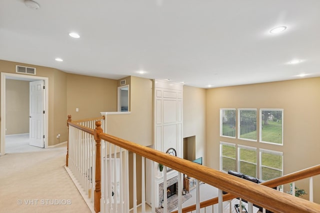 18861 W Aspen Ct, Lake Villa, IL 60046 - corridor with recessed lighting, light carpet, and an upstairs landing