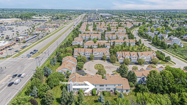 2367 Camden Bay, Elgin, IL 60123 - aerial overview of property's location featuring a main thoroughfare and nearby suburban area