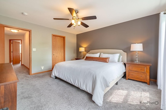 155 Willow Blvd, Willow Springs, IL 60480 - bedroom with light carpet, baseboards, a ceiling fan, and a closet