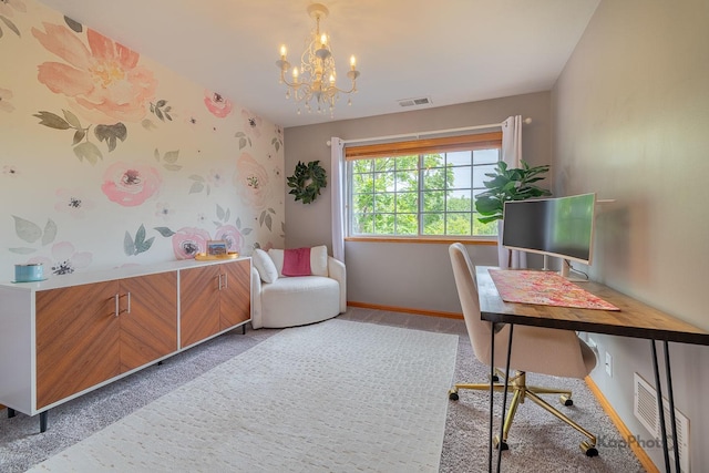 155 Willow Blvd, Willow Springs, IL 60480 - carpeted office space featuring a chandelier and baseboards