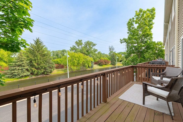 155 Willow Blvd, Willow Springs, IL 60480 - wooden terrace with a water view and view of scattered trees
