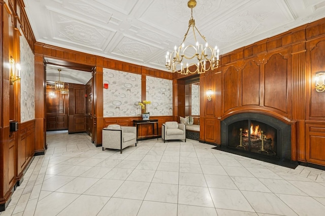 210 E Pearson St Unit 11A, Chicago, IL 60611 - building lobby with wooden walls, crown molding, and an ornate ceiling