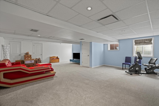 1809 Pembrook Ct, Plainfield, IL 60586 - carpeted living room featuring baseboards and a paneled ceiling