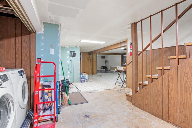 8014 W Summerdale Ave, Chicago, IL 60656 - finished below grade area with washer and clothes dryer and stairway