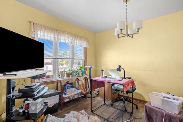 8014 W Summerdale Ave, Chicago, IL 60656 - home office with wood finished floors and a chandelier