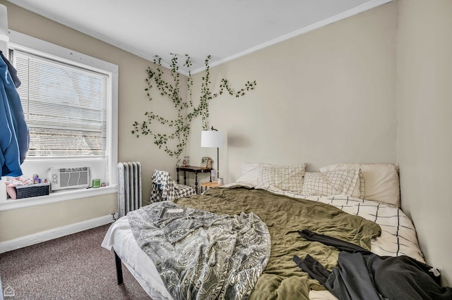 1347 E Hyde Park Blvd, Chicago, IL 60615 - carpeted bedroom with crown molding, radiator, and baseboards