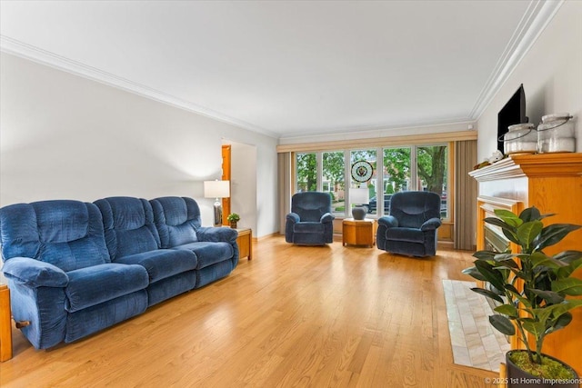 9544 S Avers Ave, Evergreen Park, IL 60805 - living area featuring ornamental molding, wood finished floors, and a fireplace with flush hearth