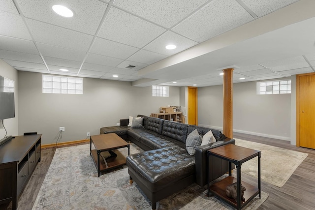 5111 S Luna Ave, Chicago, IL 60638 - living area with a drop ceiling, wood finished floors, baseboards, and recessed lighting