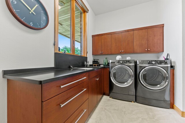 515 Stone Ridge Ln, Cherry Valley, IL 61016 - washroom with cabinet space and separate washer and dryer