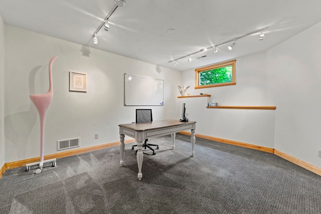 515 Stone Ridge Ln, Cherry Valley, IL 61016 - carpeted home office featuring rail lighting
