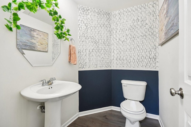 29W690 Cambridge Ct, Warrenville, IL 60555 - bathroom with toilet, wood finished floors, and baseboards