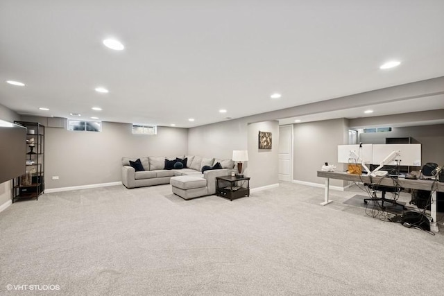 907 N Wilshire Ln, Arlington Heights, IL 60004 - carpeted living room featuring recessed lighting and baseboards