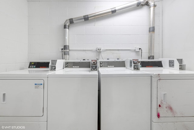 17220 71st Ave Unit 2, Tinley Park, IL 60477 - communal laundry room with washer and dryer and concrete block wall